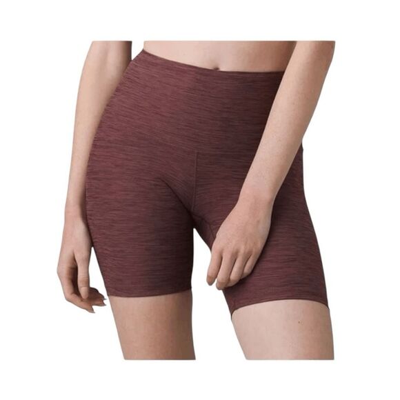 prAna Kimble Bike Shorts Burgundy Flannel Heather Stretch Knit Athletic M - Picture 1 of 7